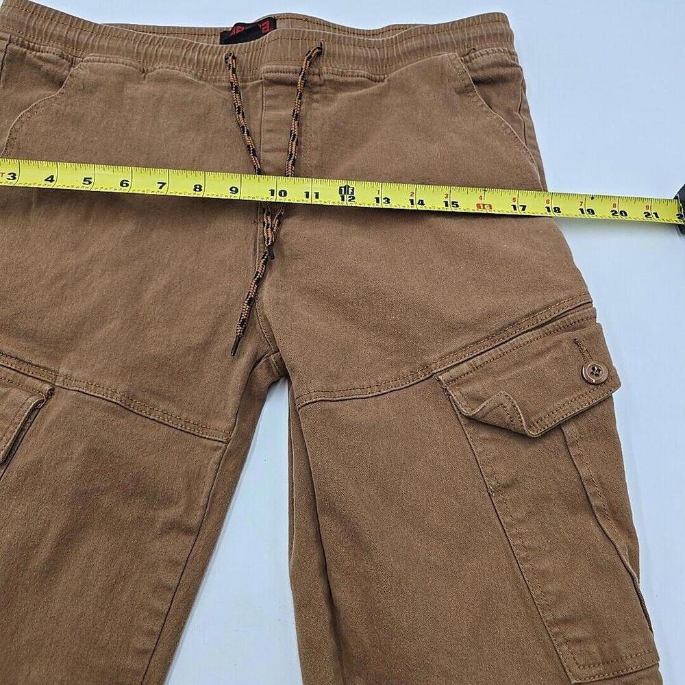 Mecca Men's Cargo Jogger Y2K Elastic Ankle‎ 90's Tan Pockets Large Pants - Picture 8 of 11